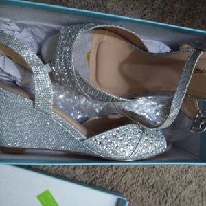Silver and rhinestone wedges